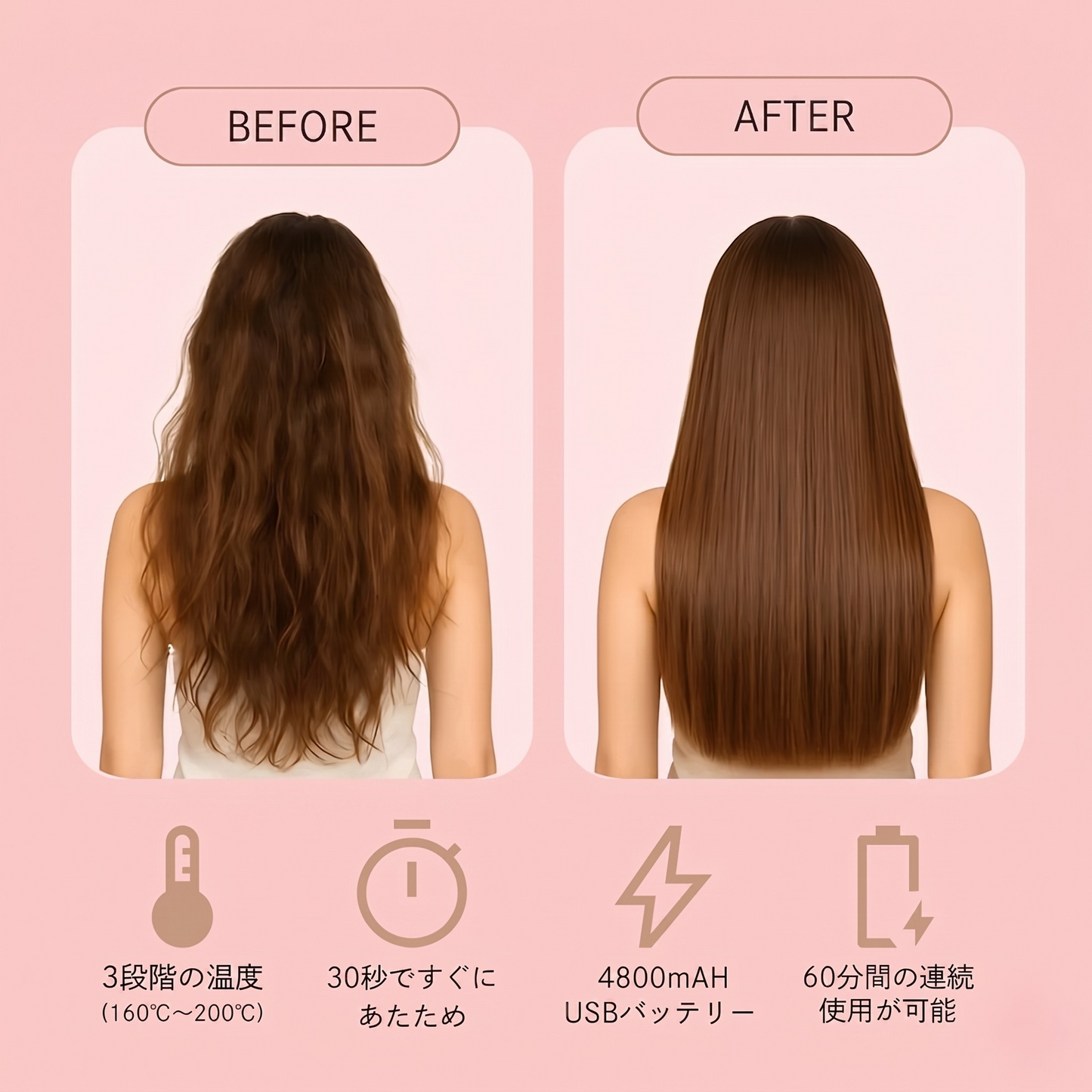 Miyatsuya™ コードレスミニヘアストレートブラシ